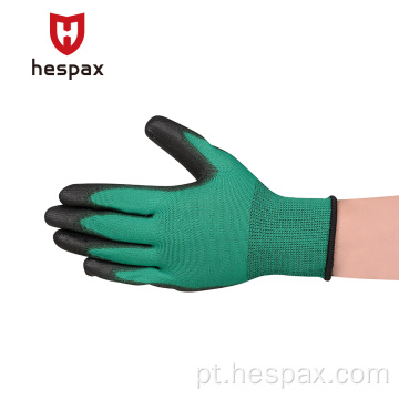 Luvas de mão -de -obra HESPAX Assembléia de Nylon Green Pu Nylon Eletrônico